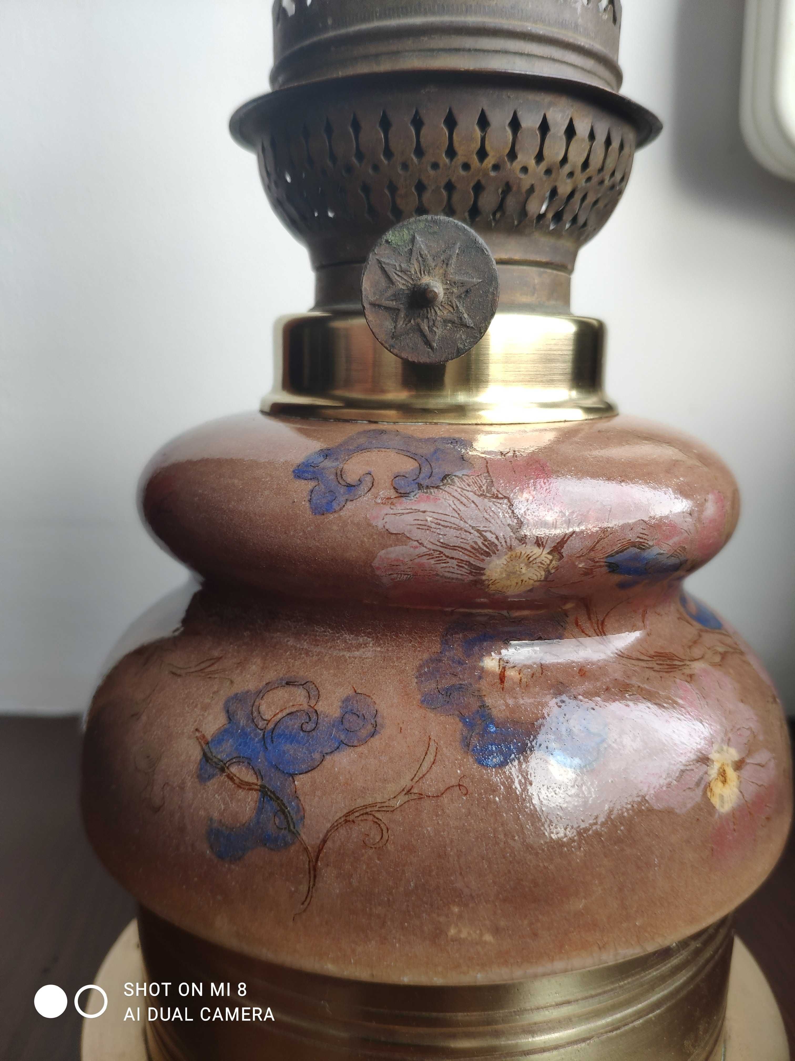 Stara francuska porcelanowa lampa naftowa nr 33
