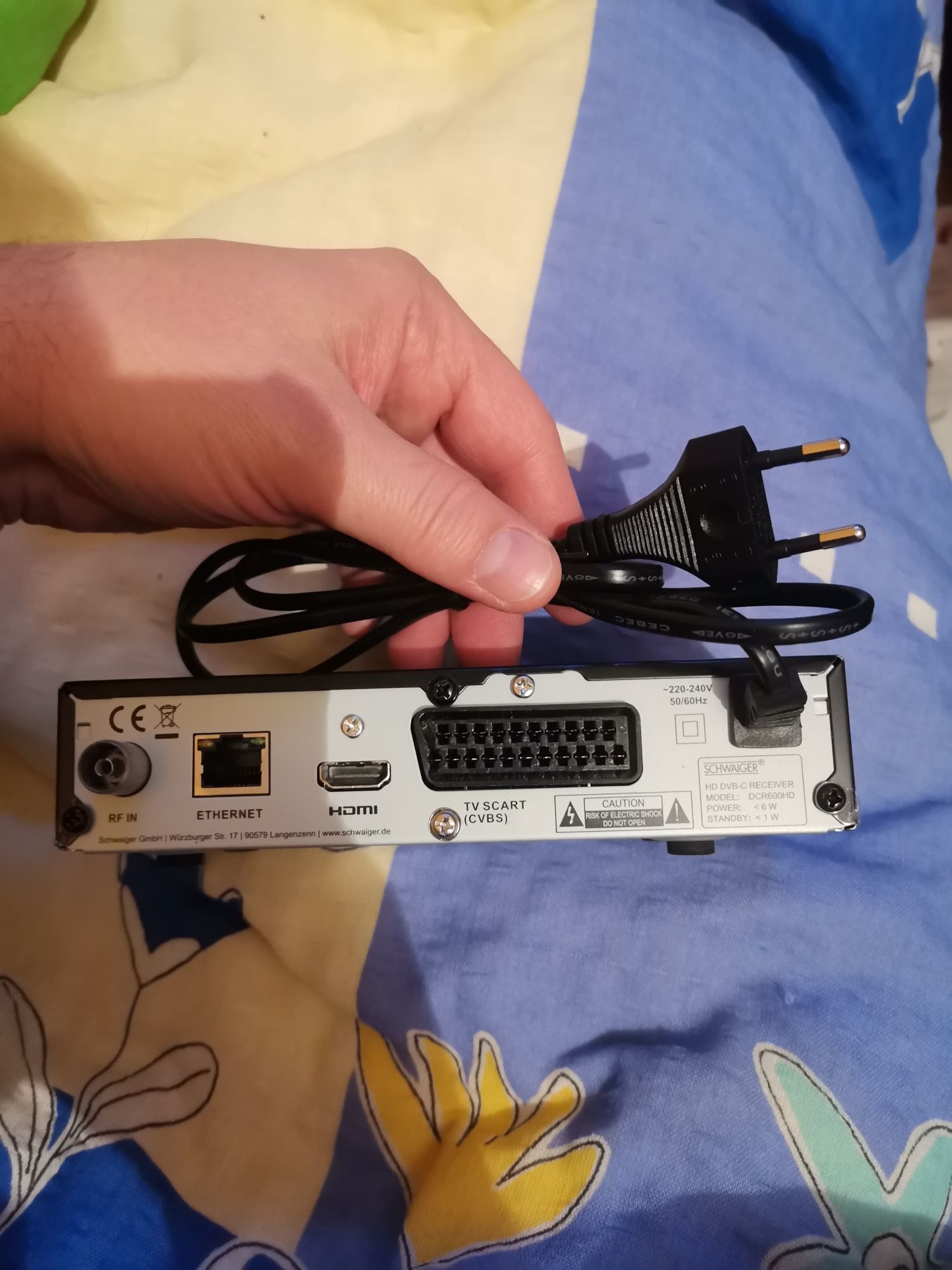 Dekoder TV kablowej DVB-C SCHWAIGER DCR 600 HD (DCR600HD), z Ethernet
