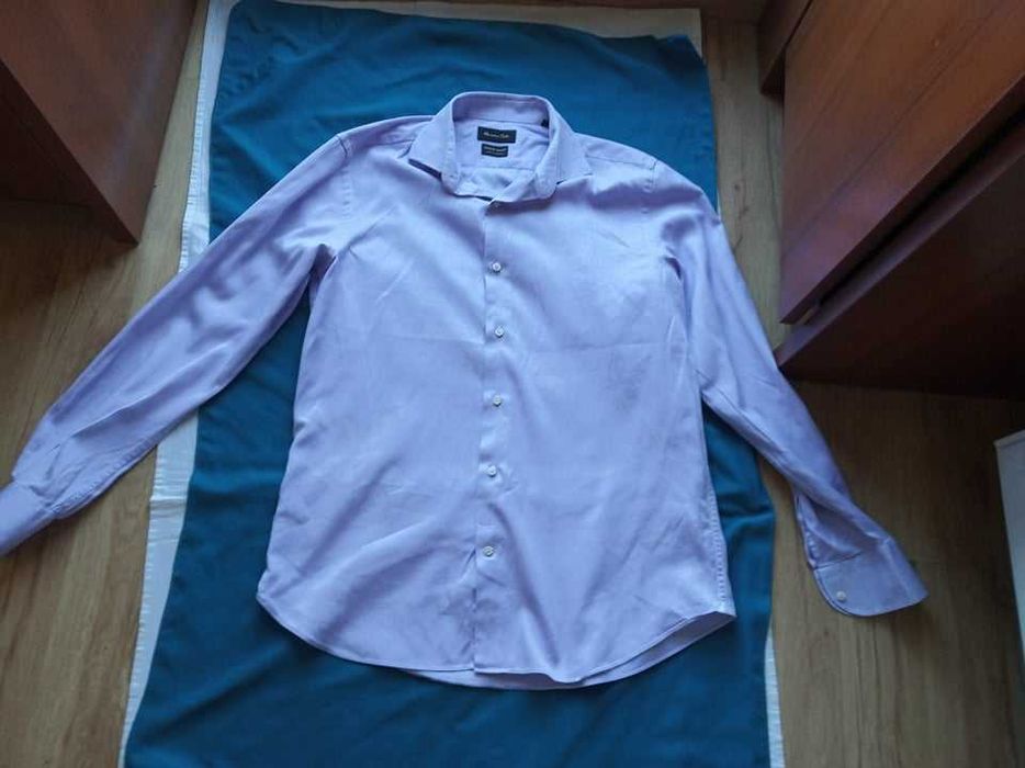 Liliowa koszula, długi rękaw - M/L ( metka: 41)- "Massimo Dutti".