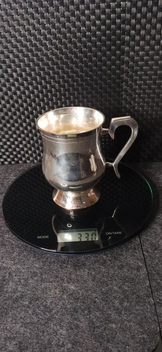 Kubek na stopie  Posrebrzany EPNS H  11 cm  V 0,355, 12 Oz