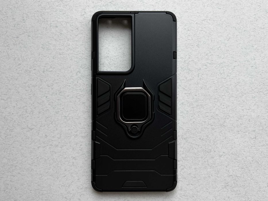 Samsung Galaxy S21 Ultra чохол Iron Grip підставка чорний пластик