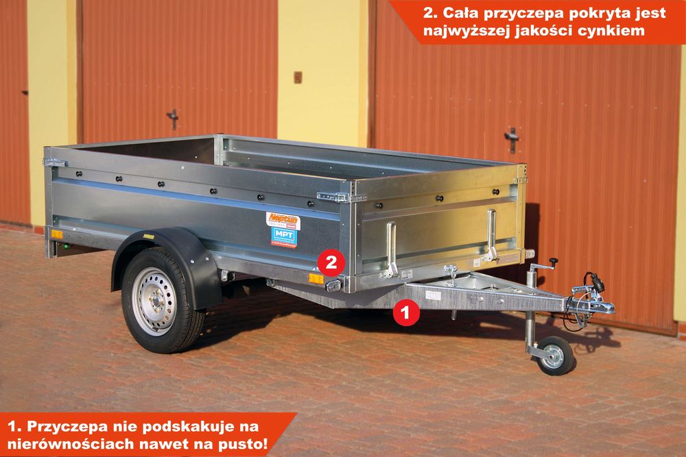 SPAWANA przyczepka 236x129x45 Neptun 236 PRR na resorach MOCNA!