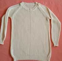 sweterek ażurowy , delikatny krem , z długimi rękawam