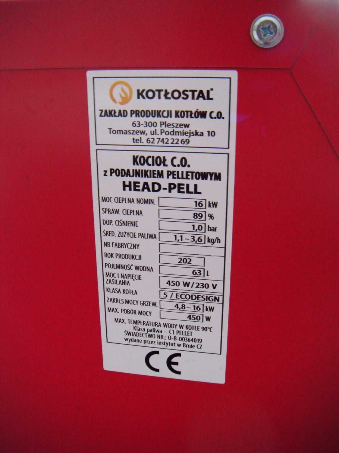 Kocioł co Head-Pell 16 kW pellet piec dofinansowanie 5 klasa ecodesign