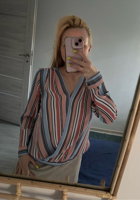 Bluzka w paski Mohito XS 34 kolorowa pastelowa koszula damska