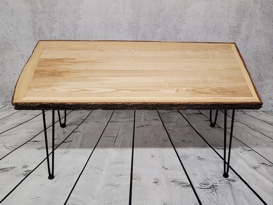 Prawdziwe drewno Stolik kawowy stół jesion naturalny 4cm lakier bezbar