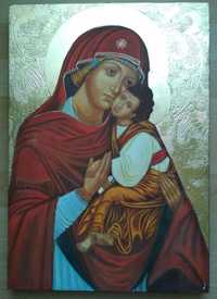 IKONA Matka Boska Łopieńska Pięknej Miłości - ikona drewniana, złocona