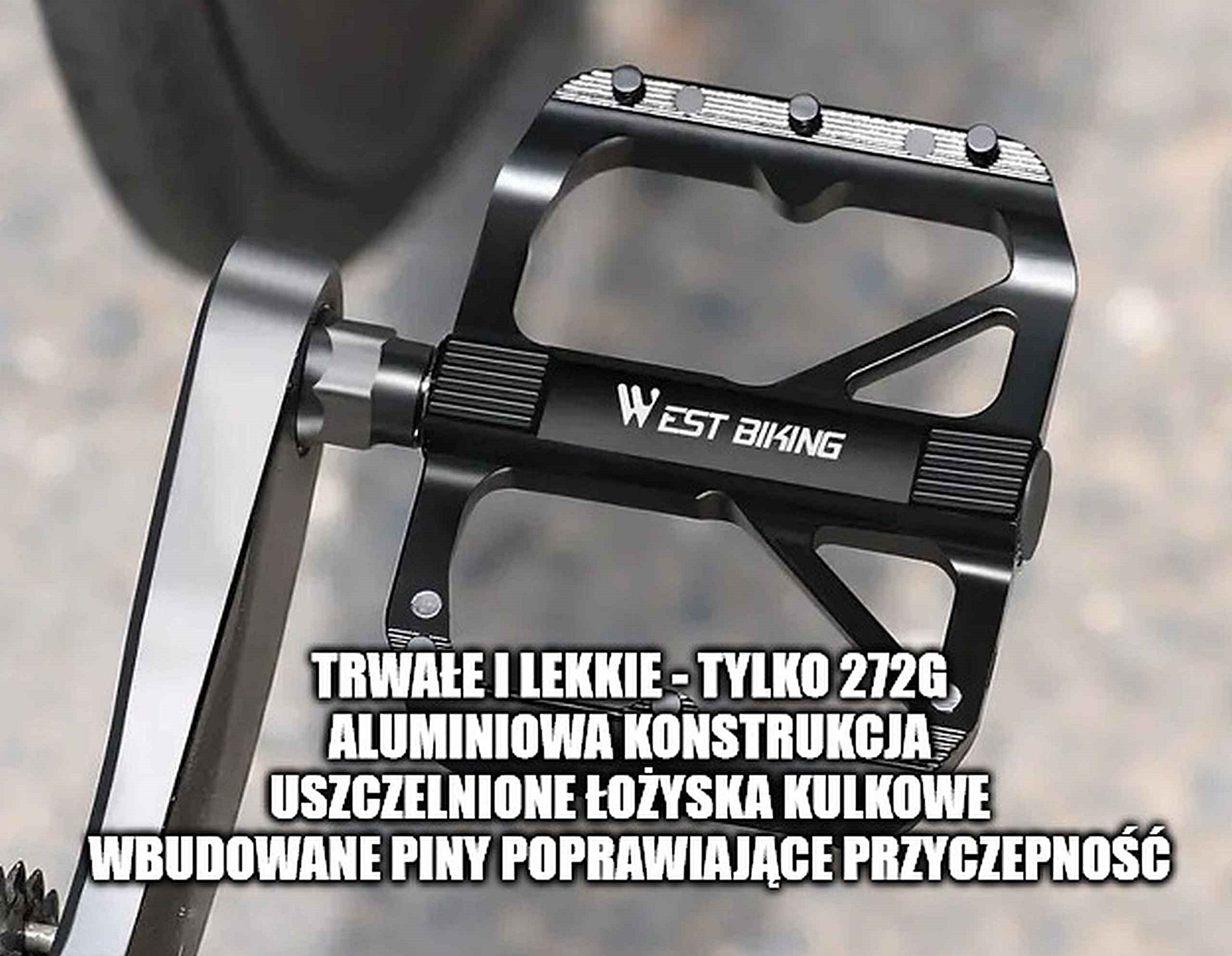 WESTBIKING Pedały Platformowe ALUMINIOWE ULTRA LEKKIE 272g / z Pinami