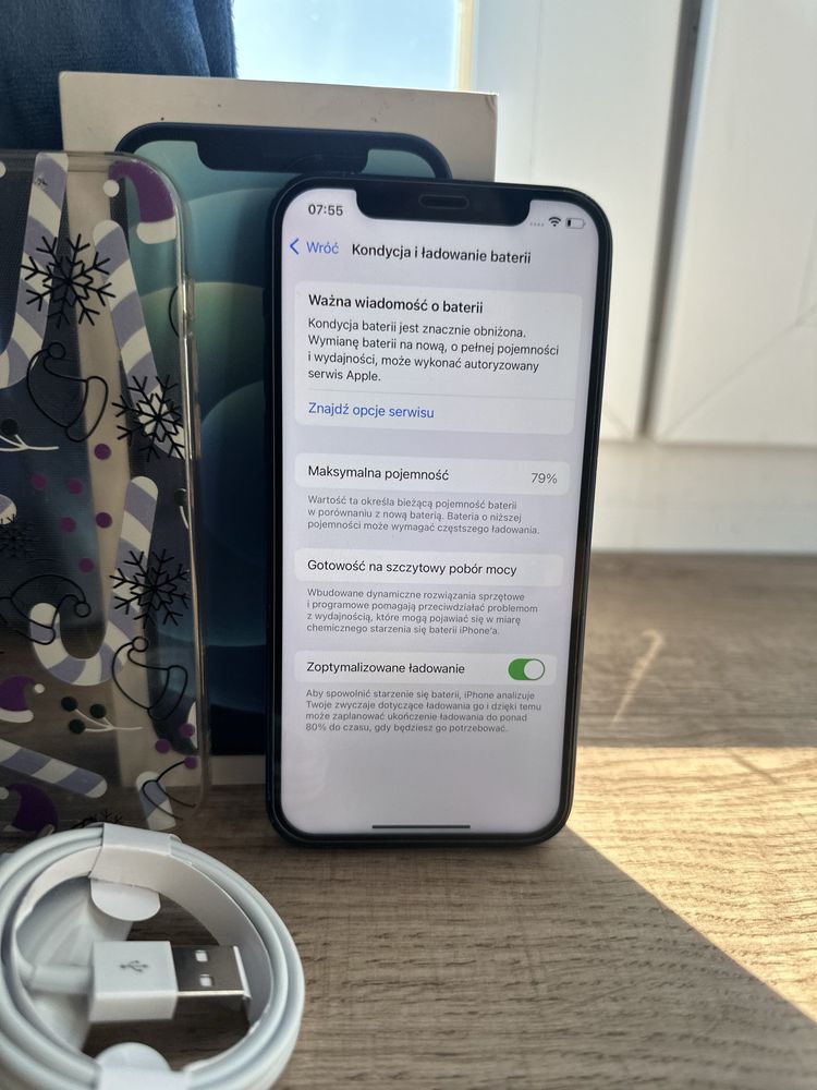 Iphone 12 64gb niebieski + pełny zestaw