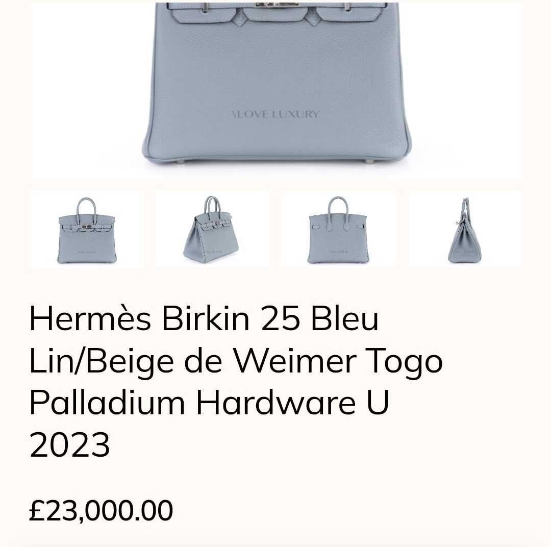 Hermes Birkin 25 bleu lin