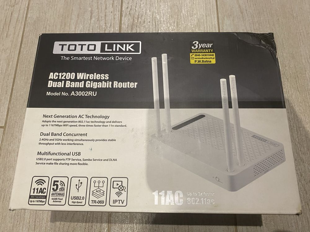 Продам Wi-Fi маршрутизатор Totolink A3002R AC1200