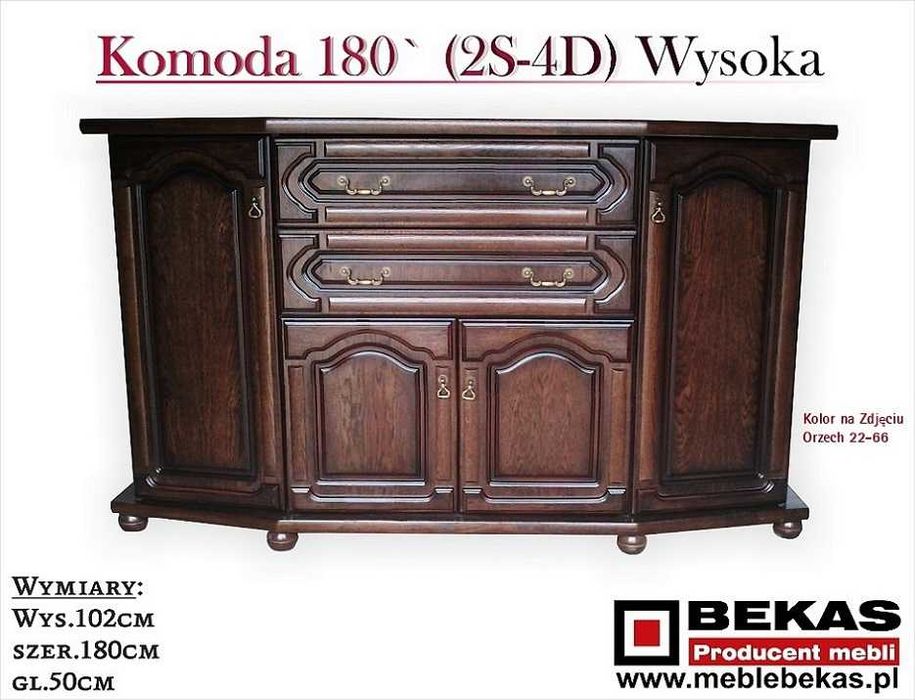 Stylowa Komoda 180`(2S-4D) Retro Dębowa Rustikalna Bekas Producent Meb