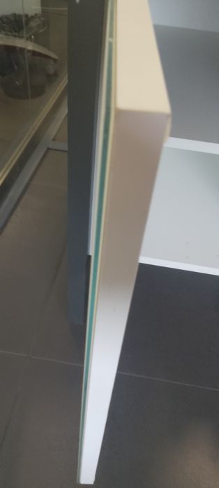 Biurko z szkłem mat biało - szare okazja