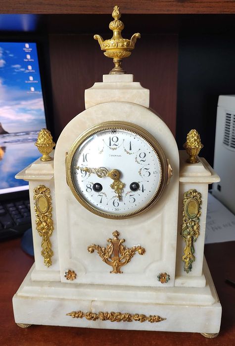 Zegar Francuski kominkowy elegancki / MARTI. ZŁOTY MEDAL. 1900