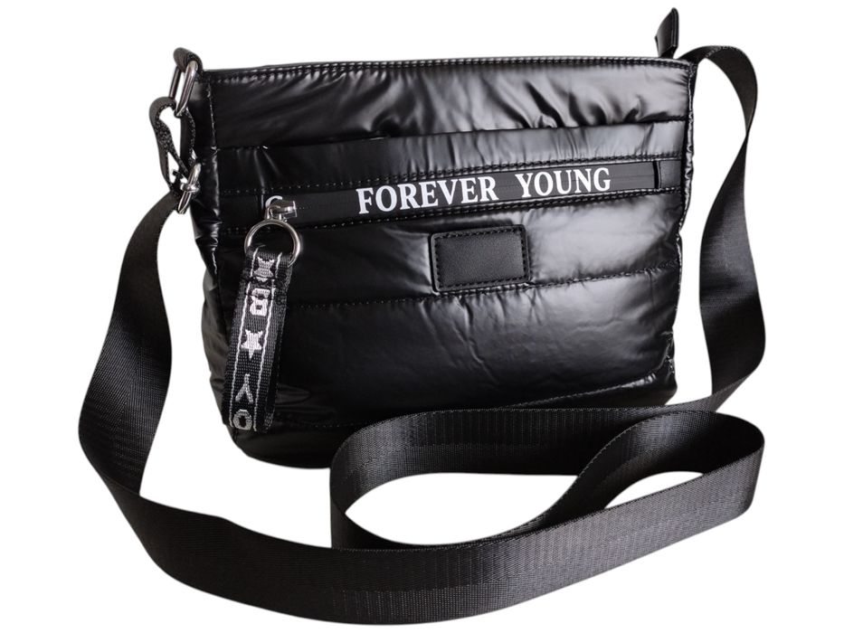 Torebka Damska, Miejska Mała Pikowana Listonoszkaę, Kolor Czarny