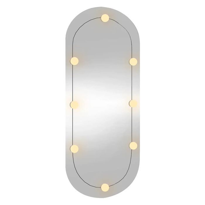vidaXL Lustro ścienne z LED, 25x60 cm, szklane, owalne