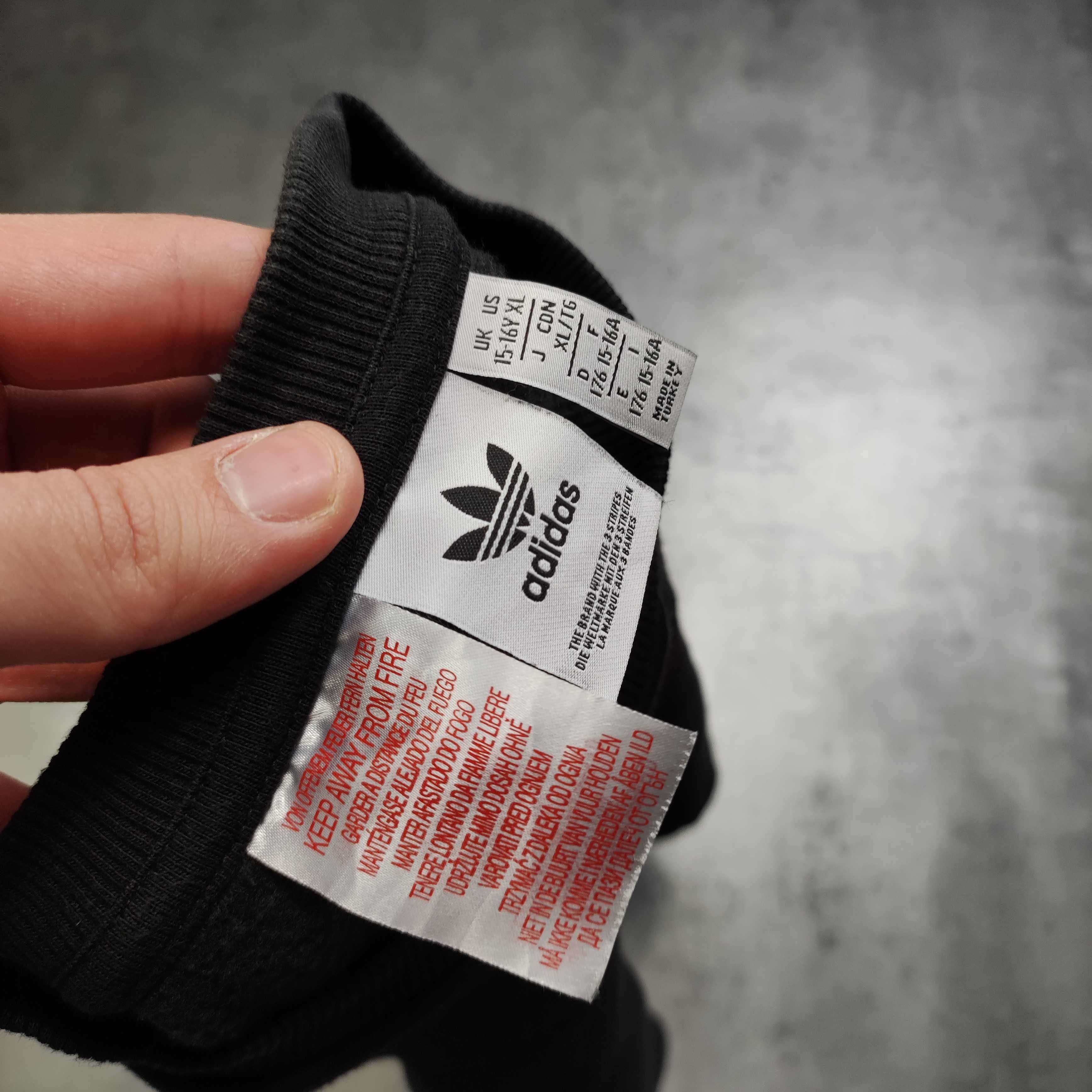 MĘSKA Bluza Czarna Casual Bawełna Adidas Haftowane Logo Originals