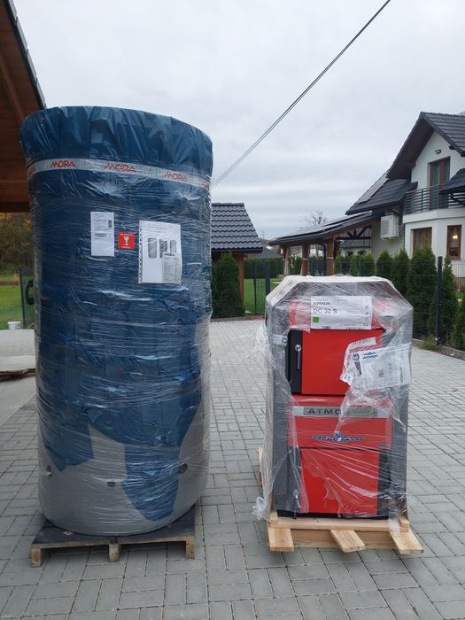 Kocioł zgazowujący drewno Atmos DC32S bufory zestaw 2x1000
