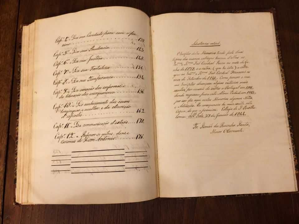 Livro Manuscrito de 1845 - Vida de D. António Luís da Veiga C. Camara