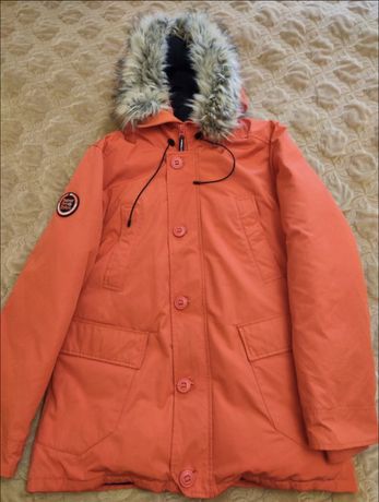 Оранжевый пуховик парка куртка superdry