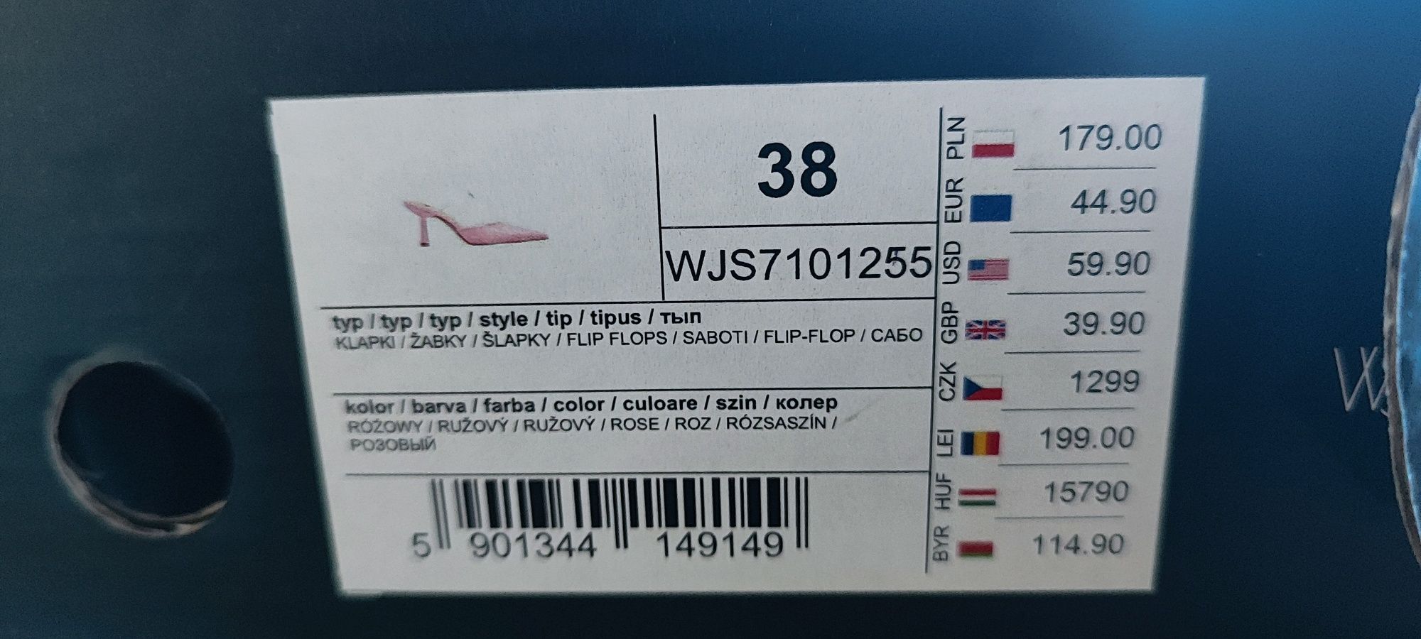 Hit Wojas luksusowe ślub komunia klapki róż Pink r. 38 obcas 7cm