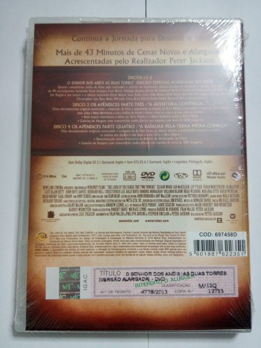 DVD "O senhor dos anéis", NOVO