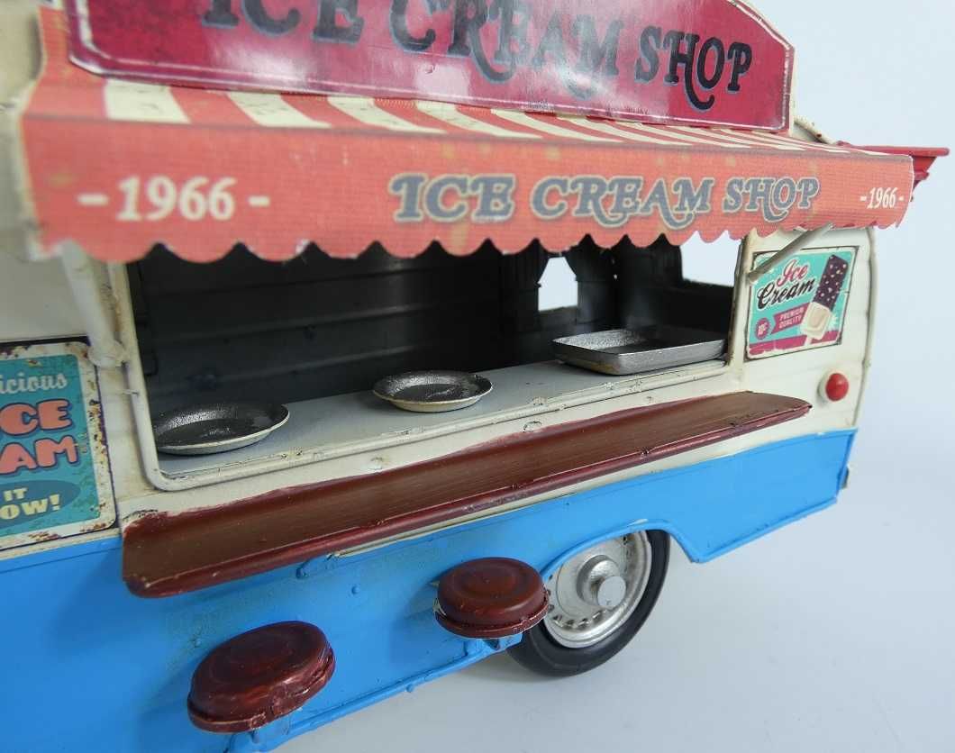 Metalowa retro przyczepa sklep przyczepka ICE CREAM SHOP 31cm