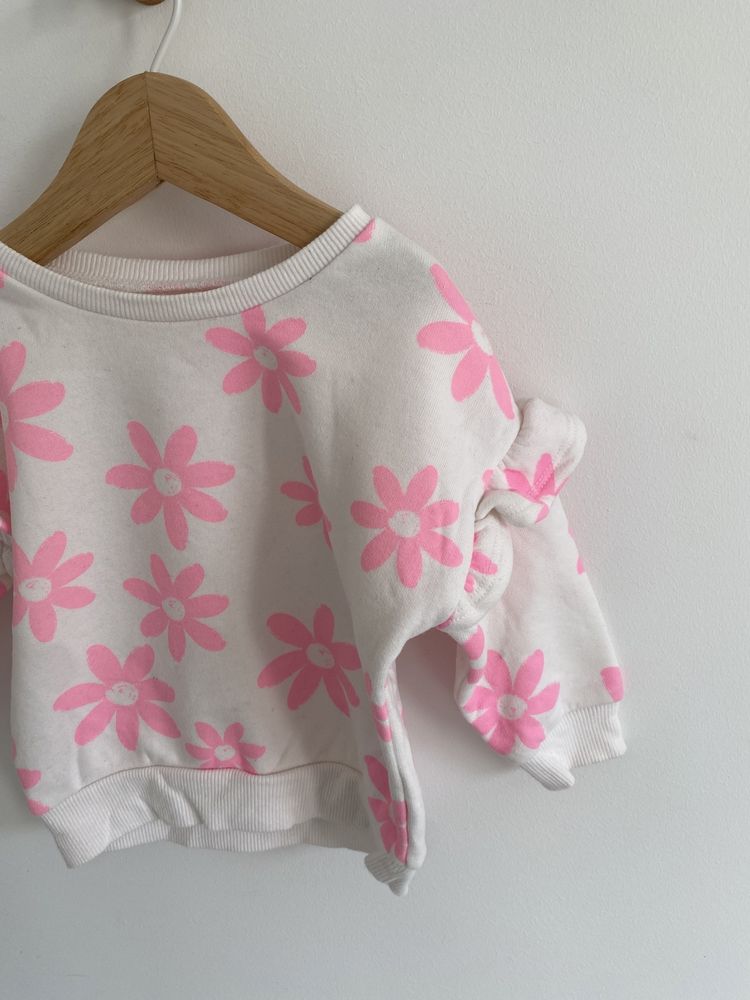 Bluza dunnes stores 74 neonowe kwiaty różowe falbanki jak newbir