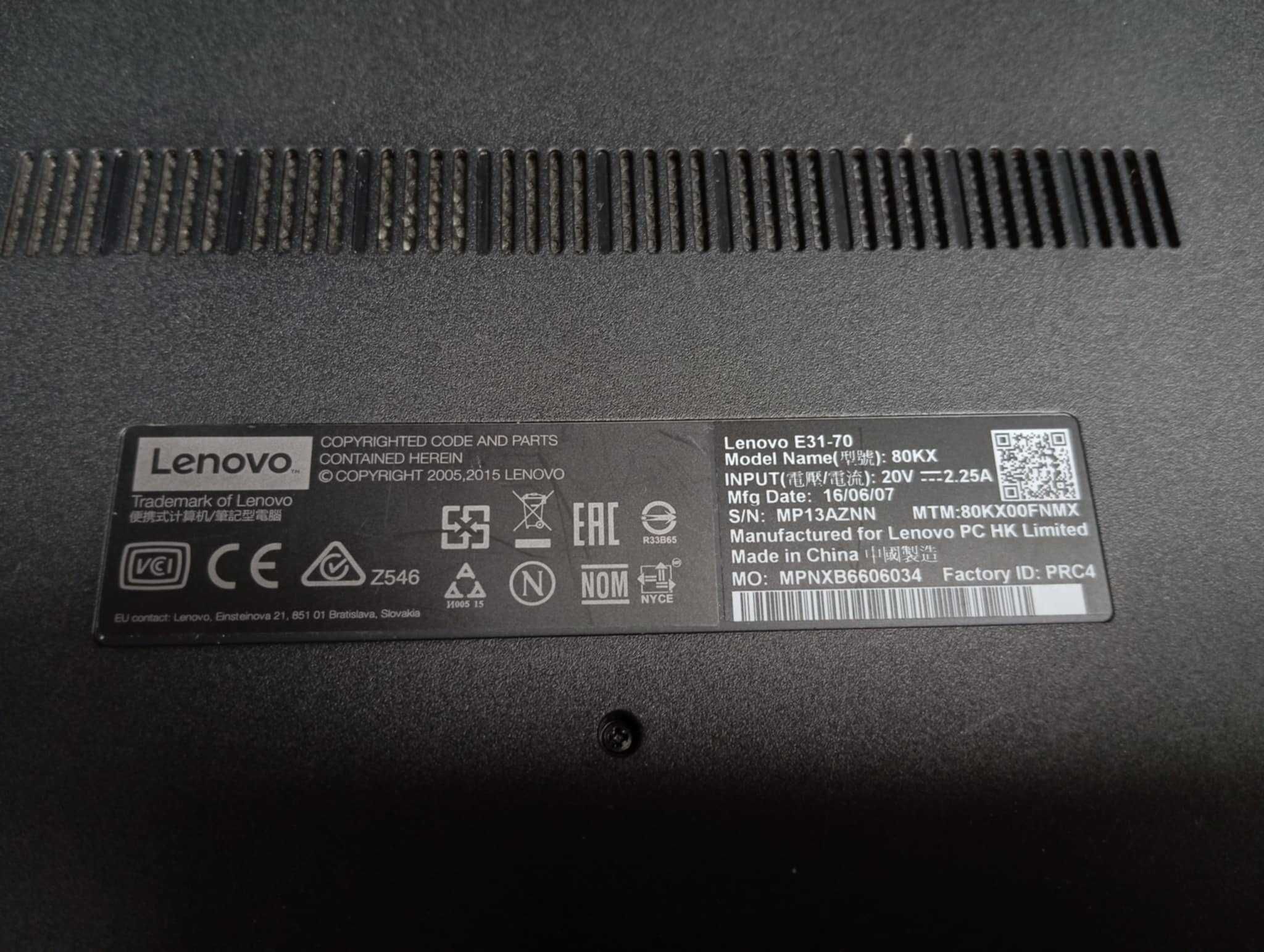 Lenovo E31-70 uszkodzony nie włącza się