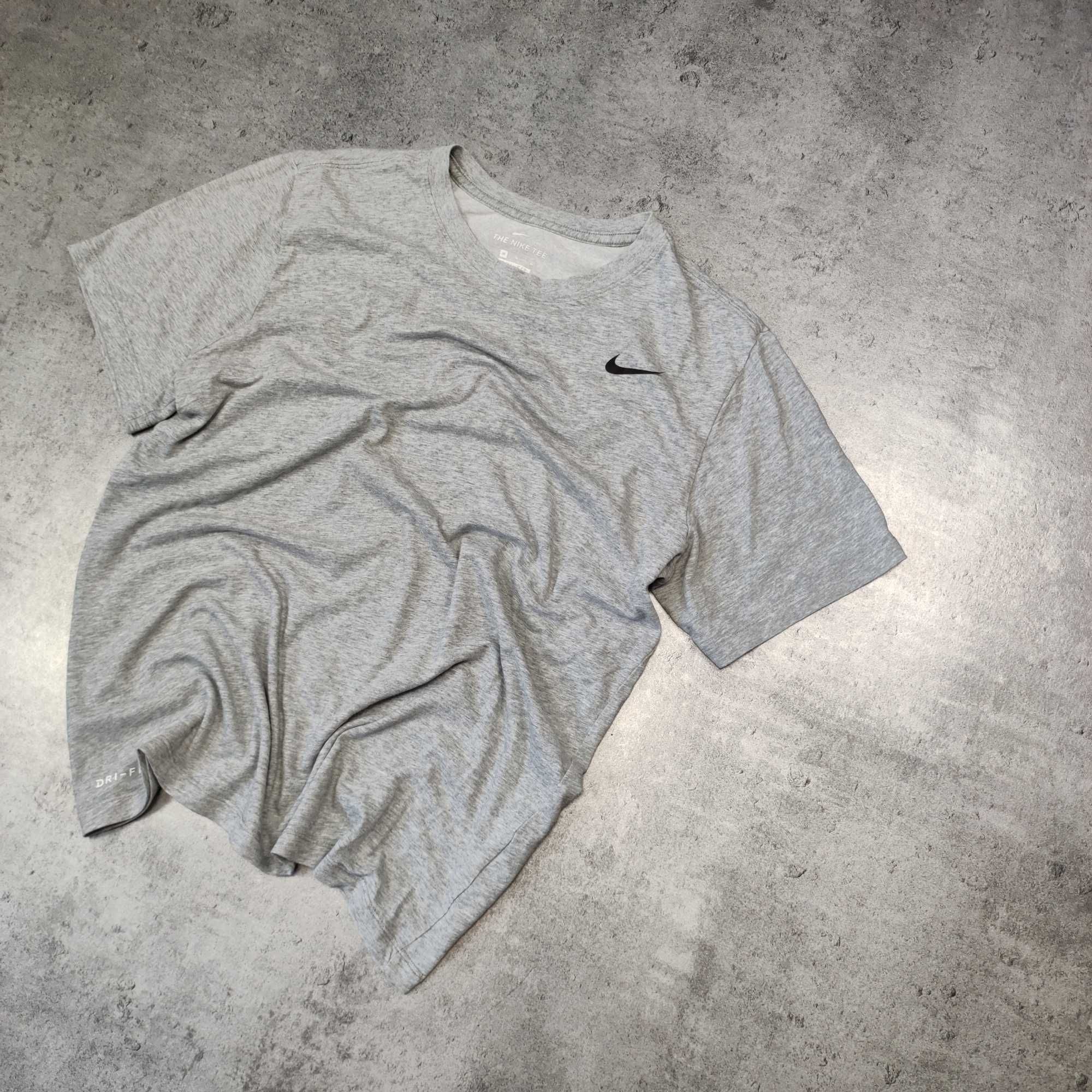 MĘSKA Koszulka Sportowa Klasyczna Dri-Fit Nike Szara Lekka Siłownia