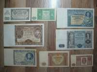 Zestaw 8 sztuk banknotów 1, 2, 5, 10, 20, 100 złotych 1930/1948 rok