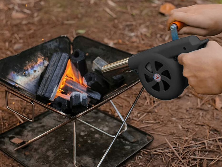 Dmuchawa ręczna rozpalania grilla ogniska pieca kominka mocna korbka