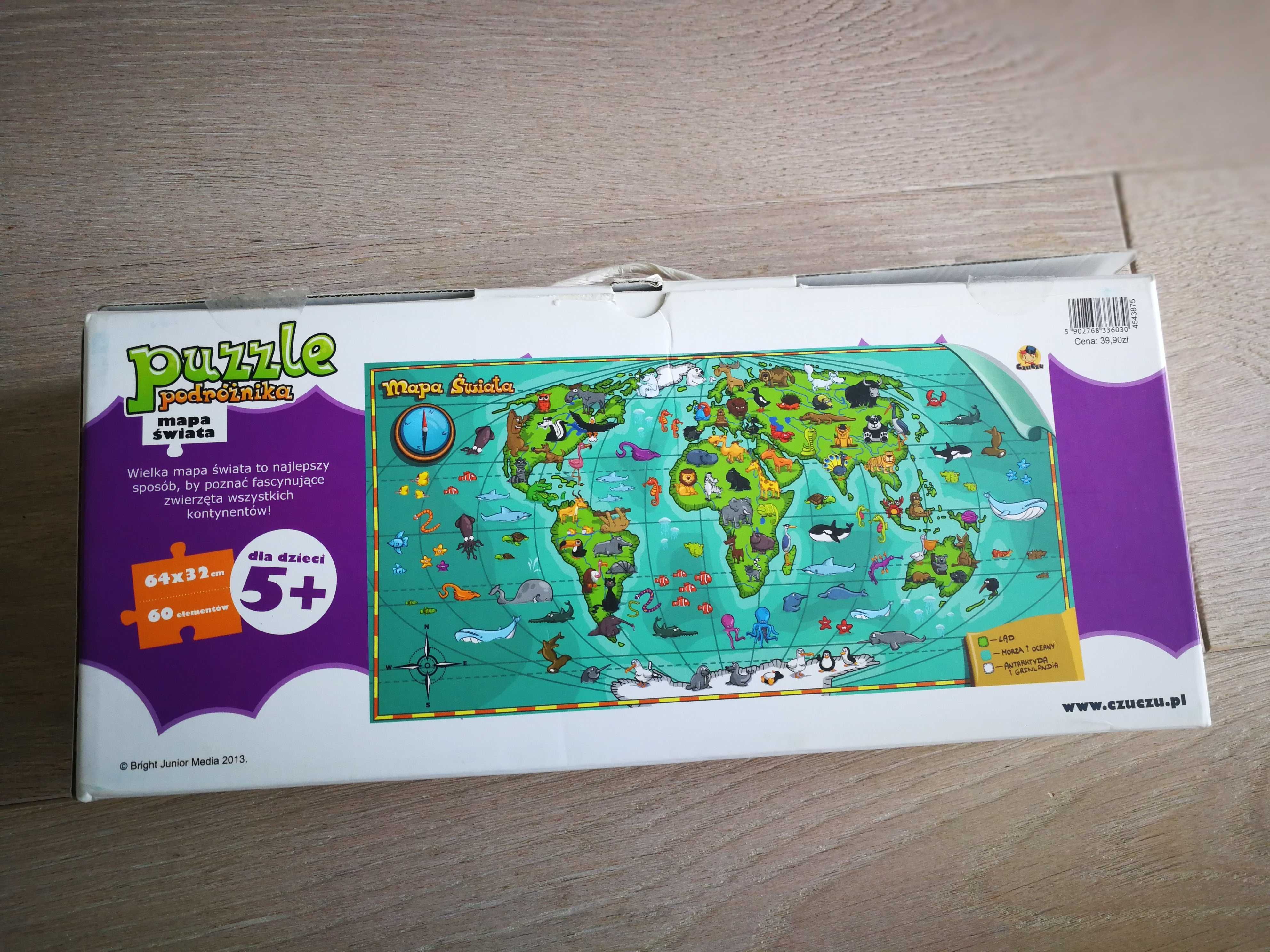 Czuczu Puzzle Podróżnika Mapa Świata 60 elementów 5+