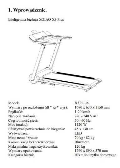 Bieżnia elektryczna xiaomi OVICX X3 Plus