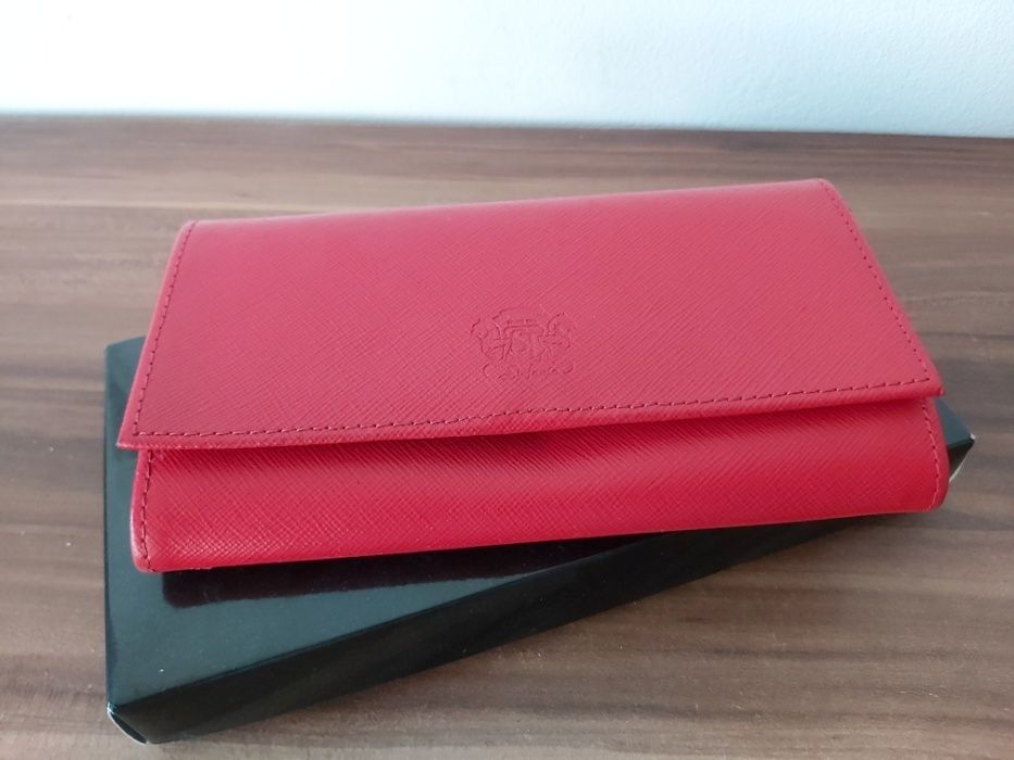 Czerwony portfel STEFANIA damski portmonetka biznesowa
