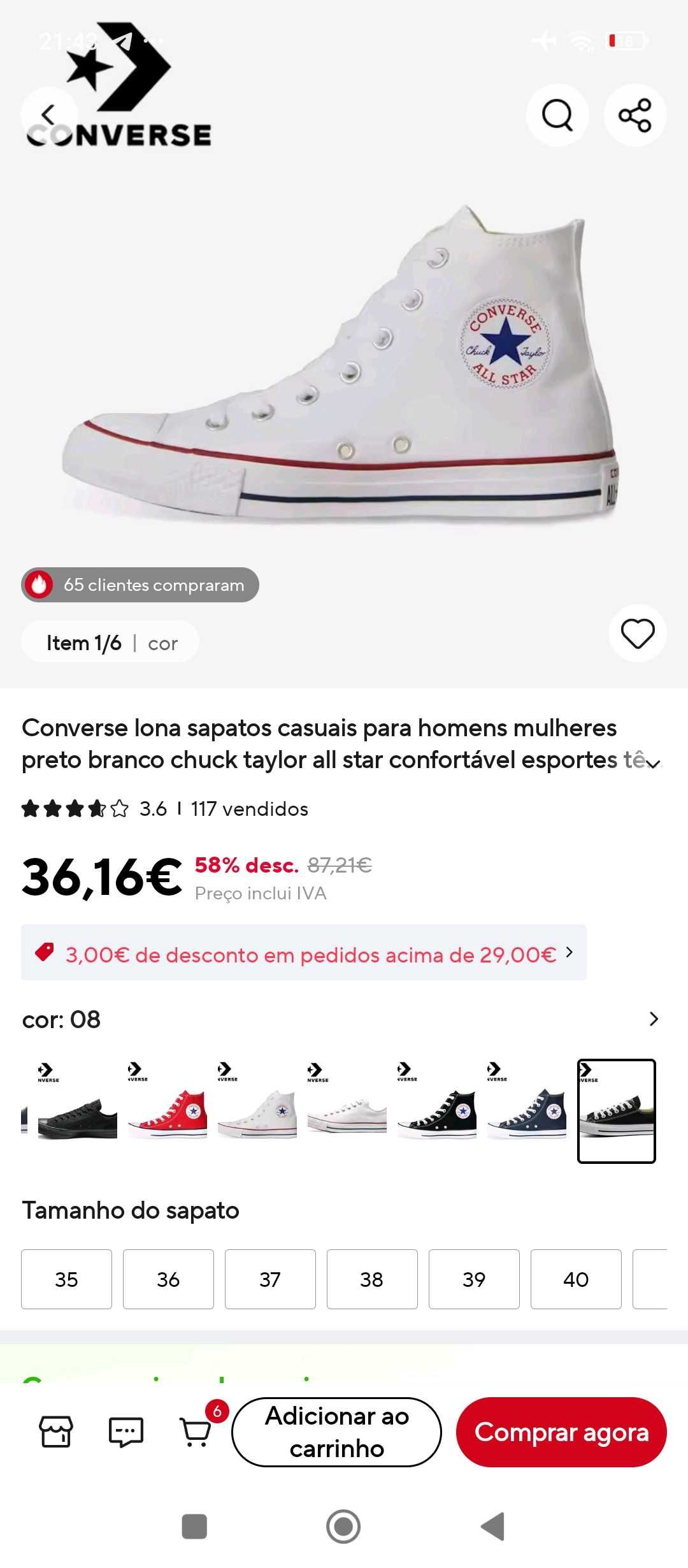 Tênis converse novos