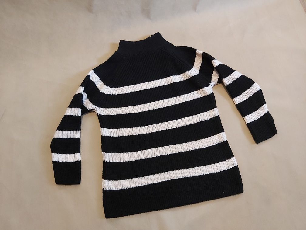 UNI Nowy damski sweter paski Gruby golf suwak