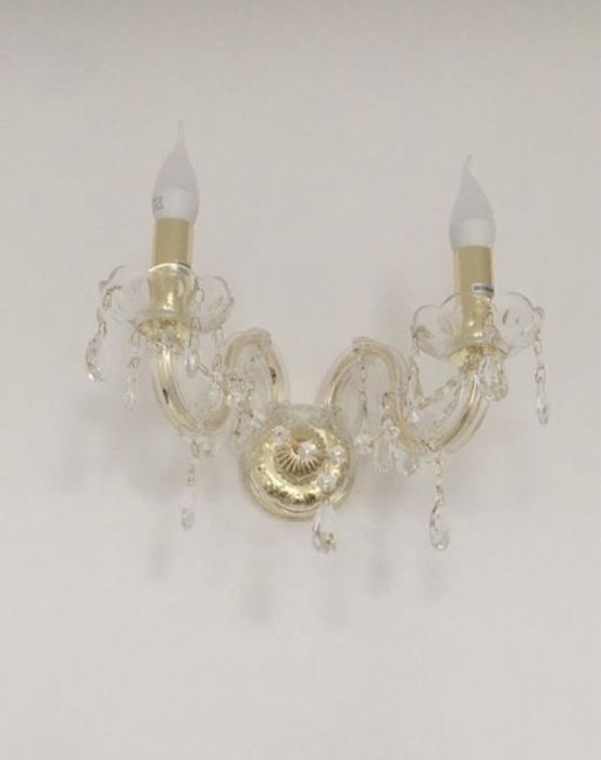 Złoty kryształowy żyrandol lampa wisząca 3 żarówki kinkiet Maria Teres