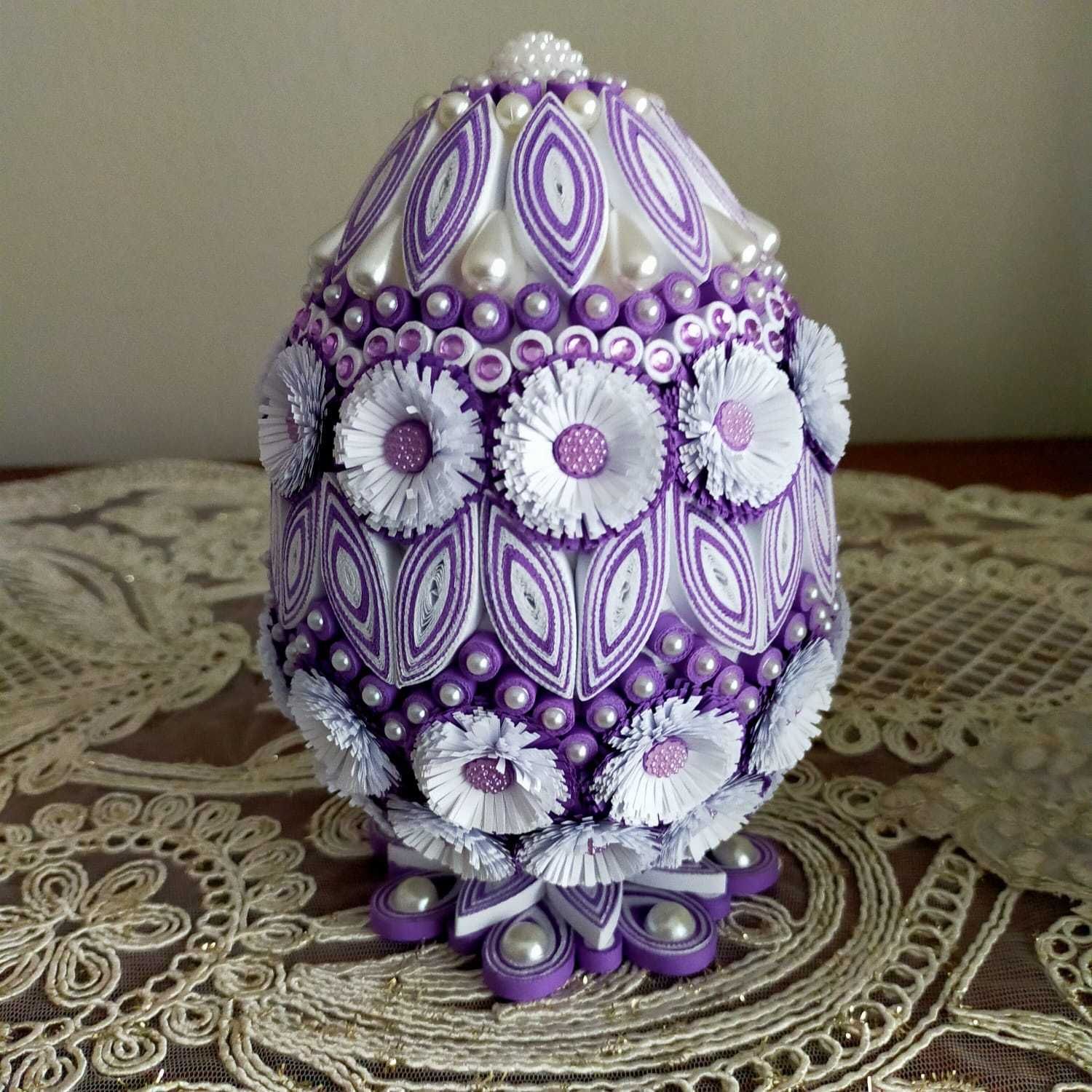 Jajo wielkanocne ręcznie robione, quilling, eleganckie