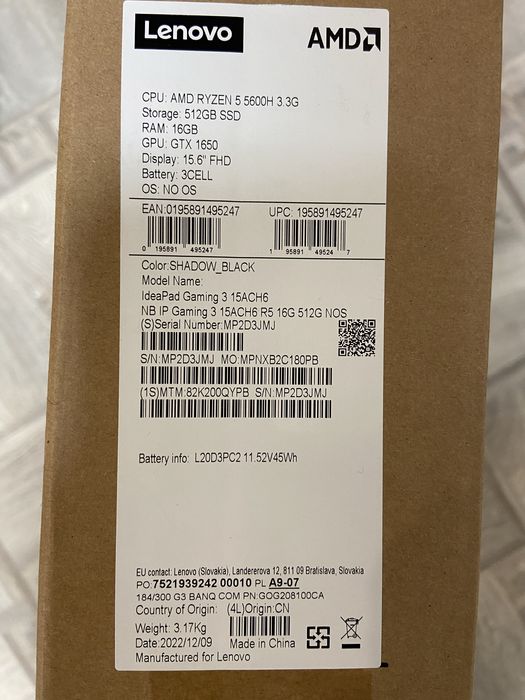Lenovo IdeaPad Gaming 3 | Ryzen 5 5600H | GTX 1650 | 16GB | 512GB SSD