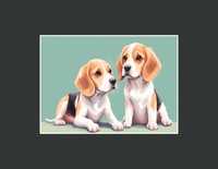 Plakat PREMIUM słodkie beagle do salonu - 50x70cm