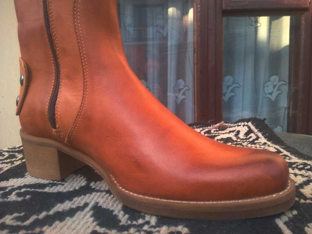 NOWE Buty-Kozaki OFICERKI Damskie38 Natural Skóra100% MIÓD I-Klasa Gw6