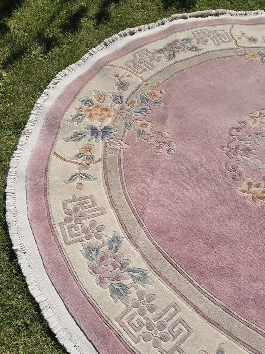 Okrągły Chiński dywan - Rękodzieło z czystej wełny - Śliczny śr 230 cm