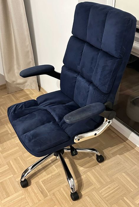 FOTEL obrotowy  welurowy niebieski stan BDB