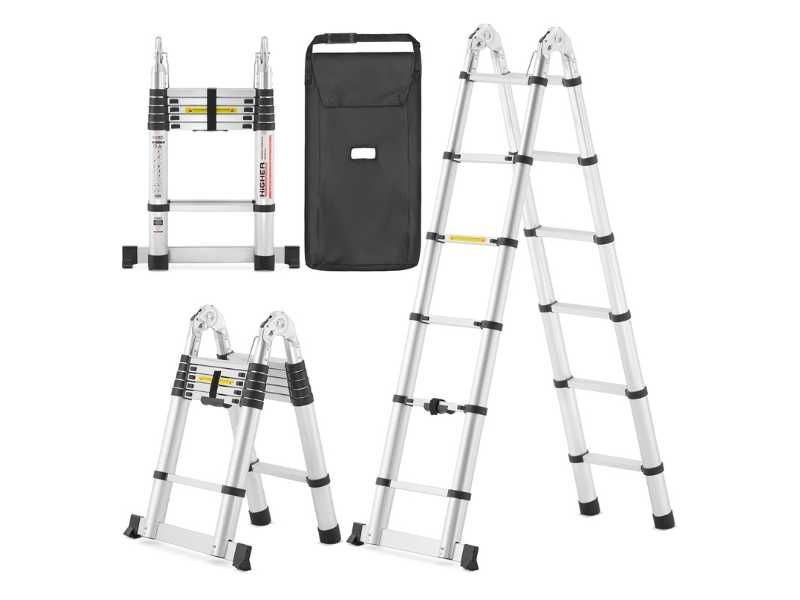 Drabina aluminiowa teleskopowa dwustronna HIGHER 380 cm 150kg SOLIDNA