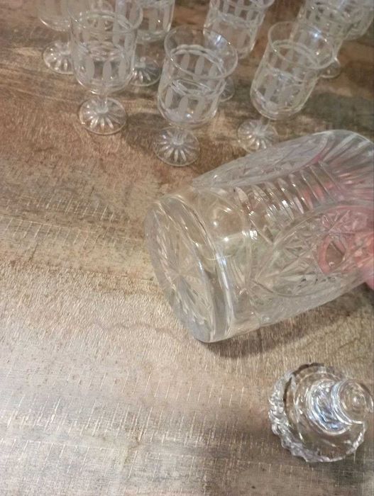 Графин хрустальный с рюмками, рог хрустальный СССР