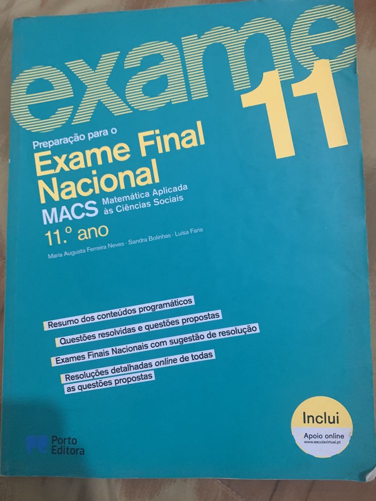 Vendo livro para preparação de exames de MACS 11.ano