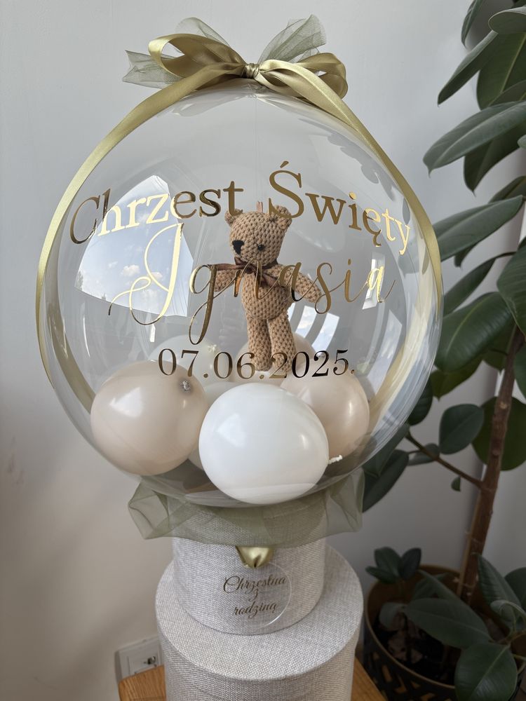 Box z balonem na prezent - chrzest, baby shower, odwietki, niemowlę
