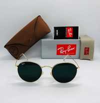 Солнцезащитные круглые очки Ray Ban Round Metal 3447 Gold 54мм стекло