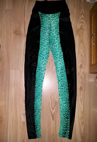 legginsy sport siłownia fitness xs joga czarne zielone slim panter ski
